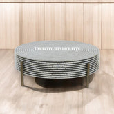 Mother Of Pearl Circle in The Circle Design Coffee Table Grey | Mother Of Pearl Circle in The Circle Design Center Table Grey